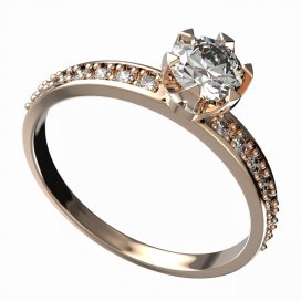 BG zlatý prsten s diamanty 872 E Růžové zlato 585 (30-90dní) Diamant lab-grown
