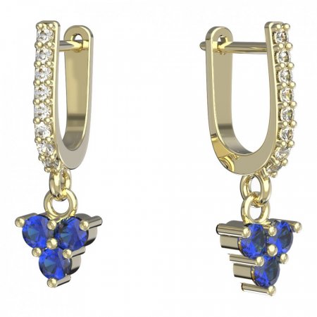 BeKid, Gold kids earrings -776 - Switching on: English, Metal: Yellow gold 585, Stone: Dark blue cubic zircon