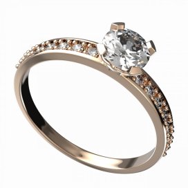 BG zlatý diamantový prstýnek 558 E Růžové zlato 585 (30-90dní) Diamant lab-grown