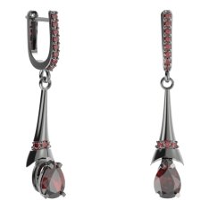 BG náušnice s centrálním kapkovitým kamenem 495-C91 Stříbro 925 - ruthenium (30-90dní) Granát