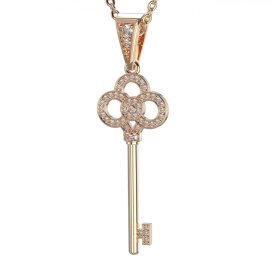 BG zlatý (stříbrný) přívěšek - klíč 612 Růžové zlato 585 (30-90dní) Bílý kubický zirkon