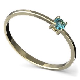 BG zlatý prstýnek 906 Žluté zlato - 585 Světle modrý kubický zirkon