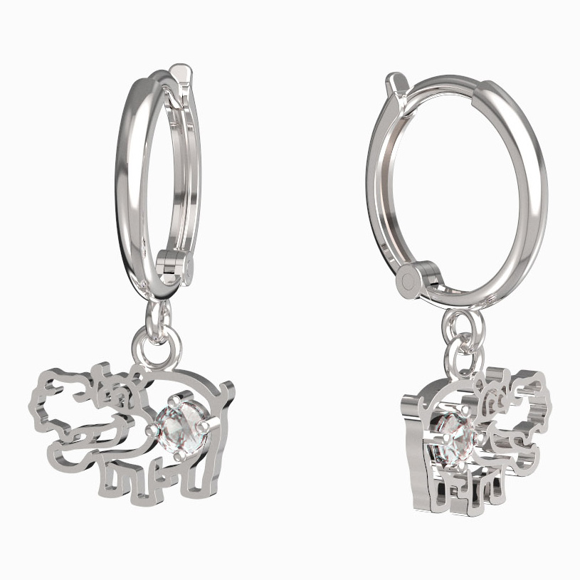 BeKid dětské náušnice hrošík 1188 Bílé zlato - 585 Diamant