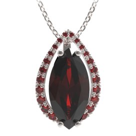 BG přívěs s centrálním oválným kamenem 481-90 Stříbro 925 - rhodium Granát