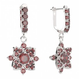 BG oválné náušnice 735-96 Stříbro 925 - rhodium Granát