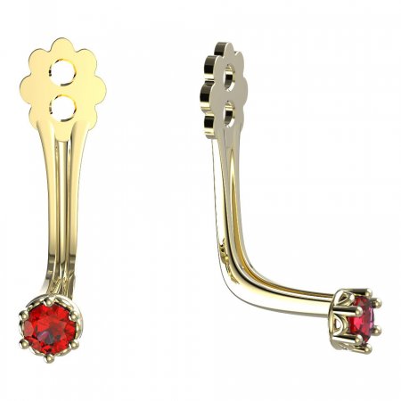 BeKid Gold earrings components 2 - Metal: Yellow gold 585, Stone: Red cubic zircon