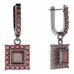 BG square earring 099-94 - Metal: Silver 925 - rhodium, Stone: Garnet