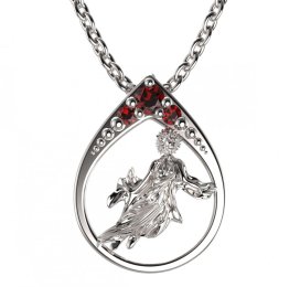 BG granátový přívěšek Panna 047 Stříbro 925 - rhodium Granát