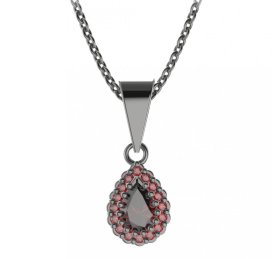 BG přívěs kapkovitého tvaru 454-0 Stříbro 925 - ruthenium (30-90dní) Granát