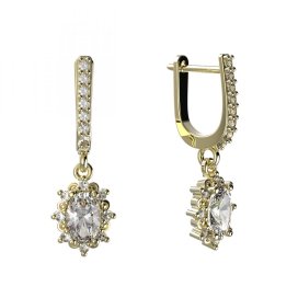 BG zlaté diamantové náušnice ovál - 953 Žluté zlato - 585 Diamant lab-grown