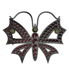 BG brož 122 Stříbro 925 - ruthenium (30-90dní) Vltavín a granát