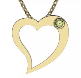 BG zlatý přívěšek srdíčko 1569 Žluté zlato - 585 Zelený kubický zirkon