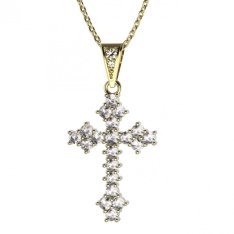 BG zlatý diamantový přívěšek křížek 263 Žluté zlato - 585 Diamant lab-grown