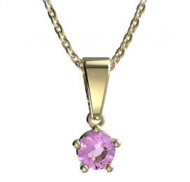 Zlatý přívěsek s růžovým zirkonem, žluté zlato 585 – 874 (ZN348740)