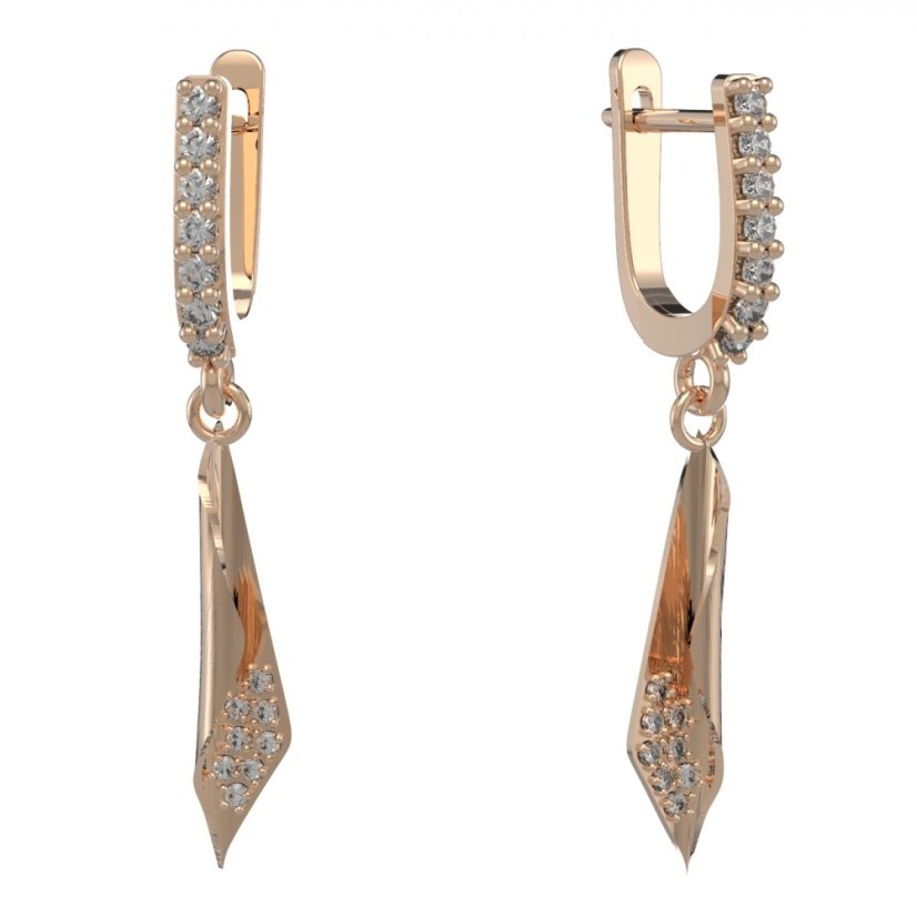 BG zlaté náušnice 1364 Růžové zlato 585 (30-90dní) Diamant