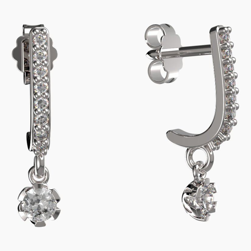 BG zlaté náušnice 869 Bílé zlato - 585 Diamant