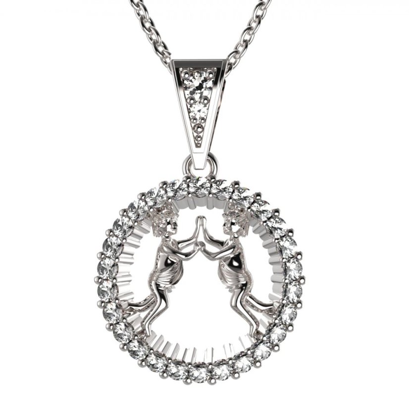 BG zlatý přívěšek Blíženci 045 Bílé zlato - 585 Diamant