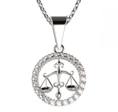 BG zlatý diamantový přívěšek Váhy 052 Bílé zlato - 585 Diamant lab-grown