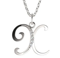 BeKid dětský zlatý přívěsek písmenko X - 1232 Bílé zlato - 585 Diamant