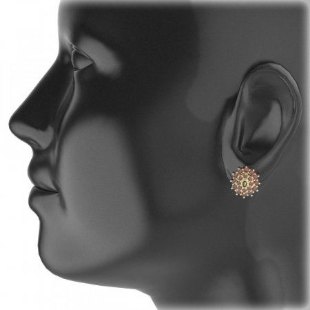 BG earring oval -  009 - Metal: Silver 925 - rhodium, Stone: Garnet