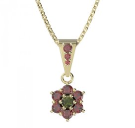 BG přívěšek 002 Stříbro 925 - pozlacené Vltavín a granát