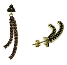 BG náušnice s přírodním granátem z Čech 559 Žluté zlato - 585 Granát