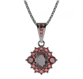 BG přívěs oválný 224-2 Stříbro 925 - ruthenium (30-90dní) Granát