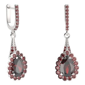 BG náušnice s centrálním kapkovitým kamenem 519-G91 Stříbro 925 - rhodium Granát