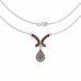 BG náhrdelník osázený kameny:granát  265 - Kov: Pozlacené stříbro 925, Kámen: Vltavín a granát
