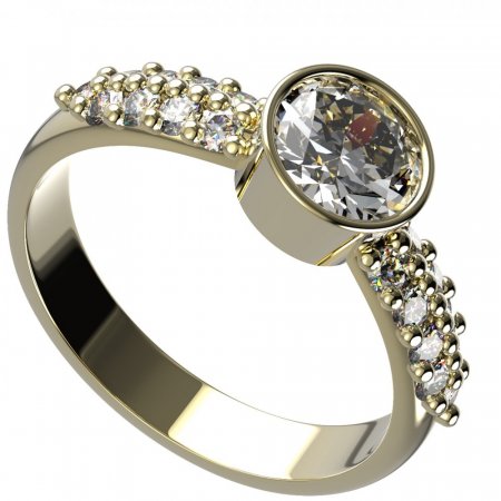 BG zlatý diamantový prstýnek 721 - Kov: Žluté zlato 585, Kámen: Diamant lab-grown