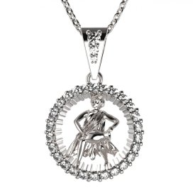 BG zlatý diamantový přívěšek Vodnář 045 Bílé zlato - 585 Diamant lab-grown