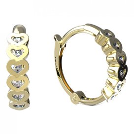 BeKid Srdíčko dětské zlaté náušnice 1249 Žluté zlato - 585 Bílý kubický zirkon