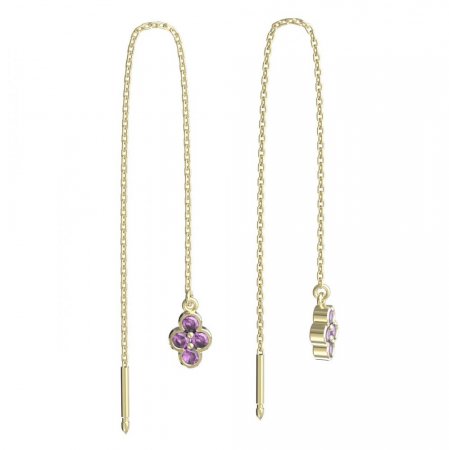 BeKid, Gold kids earrings -295 - Switching on: Chain 9 cm, Metal: Yellow gold 585, Stone: Pink cubic zircon