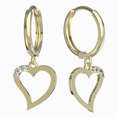 BeKid dívčí náušnice srdíčko 1261 Žluté zlato - 585 Bílý kubický zirkon