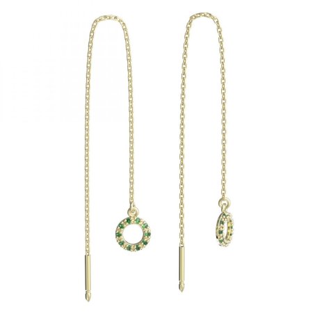 BeKid, Gold kids earrings -836 - Switching on: Chain 9 cm, Metal: Yellow gold 585, Stone: Green cubic zircon