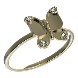 BeKid dětský prsten  motýlek 845 Žluté zlato - 585 Bílý kubický zirkon