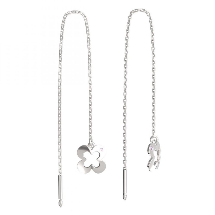 BeKid dětské náušnice čtyřlístek 849 Bílé zlato - 585 Diamant