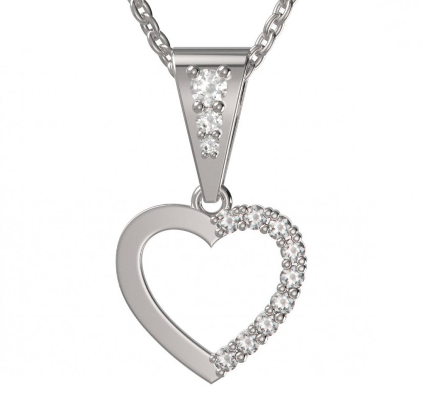 BG zlatý přívěšek srdíčko 1251 Bílé zlato - 585 Diamant