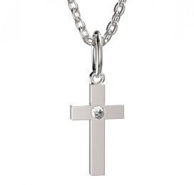 BeKid dětský přívěšek křížek 1104 Bílé zlato - 585 Diamant