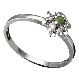 BG vltavínový prsten 878C Bílé zlato - 585 Vltavín a diamant