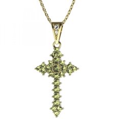 BG zlatý přívěšek křížek 264 Žluté zlato - 585 Zelený kubický zirkon
