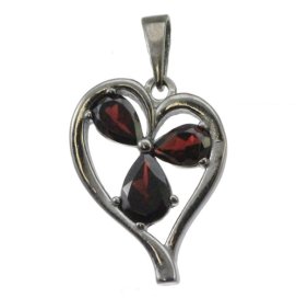 Stříbrný přívěsek s českým granátem, ruthenium – 445