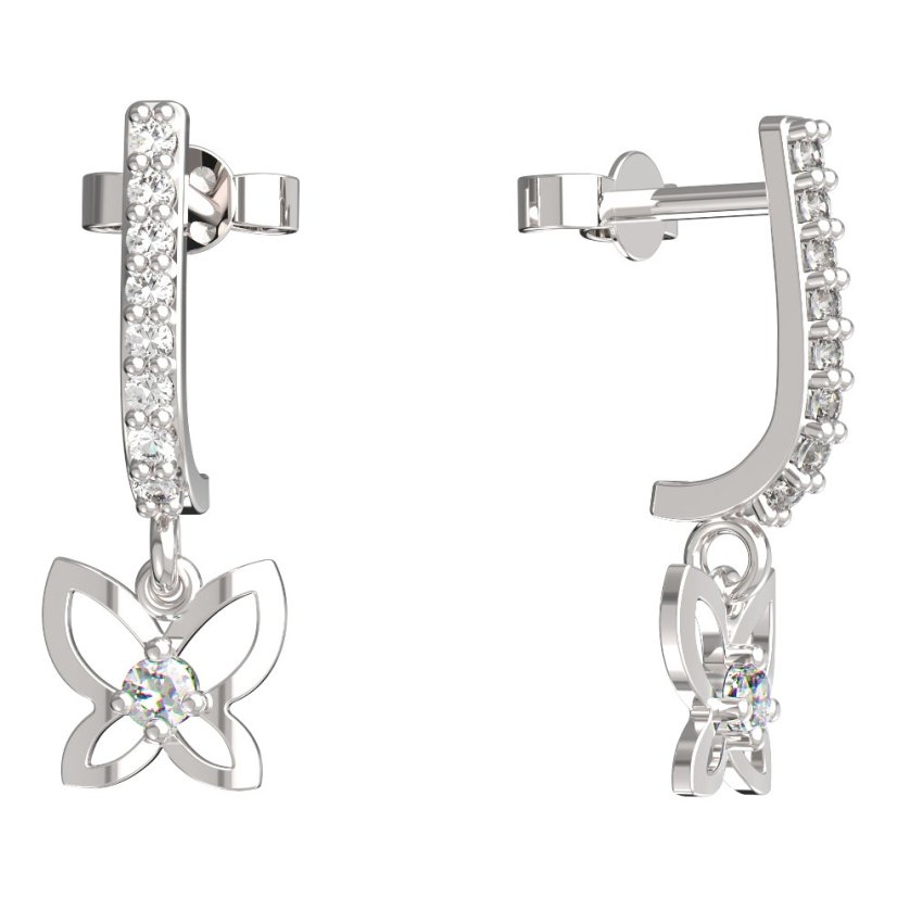 BeKid dětské náušnice motýlek 844 Bílé zlato - 585 Diamant