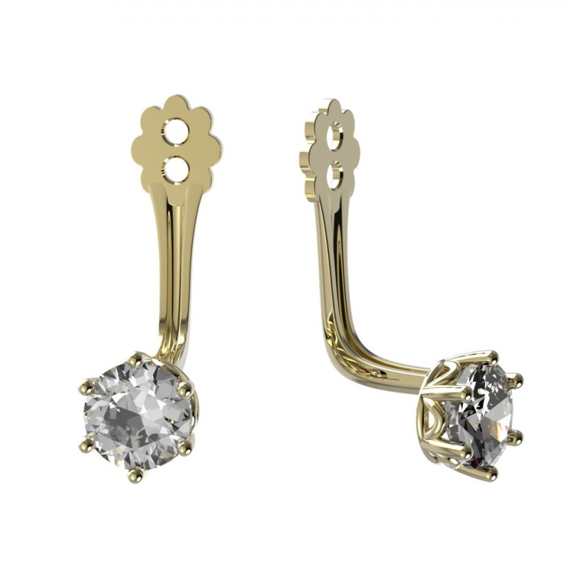 BG zlatý kompoment s diamanty k  náušnicím 4MM Žluté zlato - 585 Diamant lab-grown