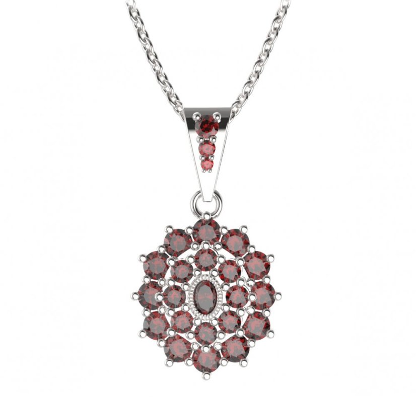 BG přívěs oválný 009-2 Stříbro 925 - rhodium Granát