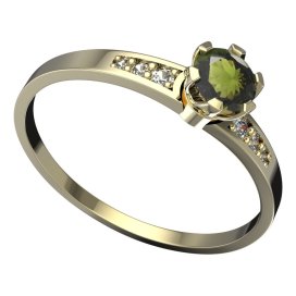 BG vltavínový prsten 870J Žluté zlato - 585 Vltavín a diamant