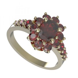 BG prsten oválný 756-Z Žluté zlato - 585 Granát