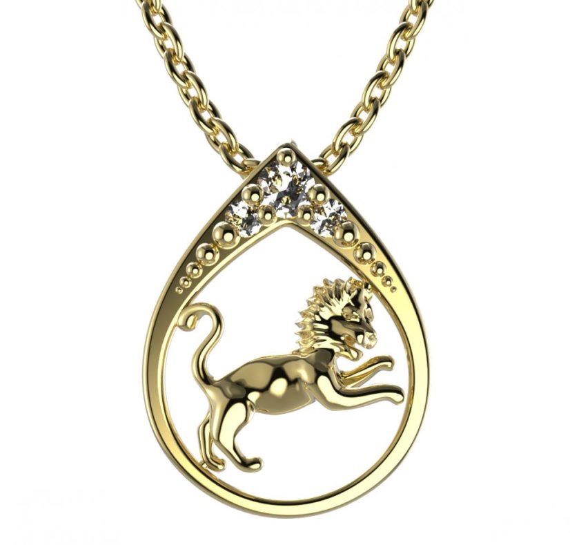BG zlatý přívěšek Lev 047 Žluté zlato - 585 Diamant
