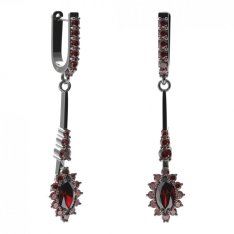 BG náušnice s centrálním oválným kamenem 504-B94 Stříbro 925 - ruthenium (30-90dní) Granát