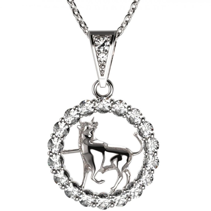BG zlatý přívěšek Býk 044 Bílé zlato - 585 Diamant